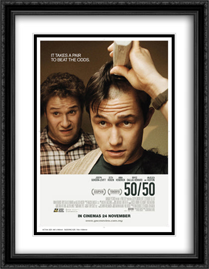 50/50 28x36 Black Ornate Wood Framed Movie Poster with Double Matting