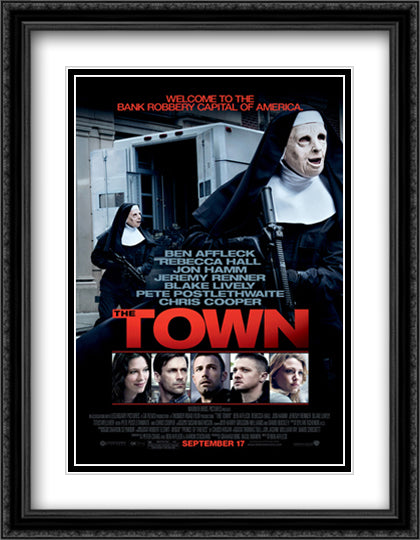 The Town 28x36 Black Ornate Wood Framed Movie Poster with Double Matting