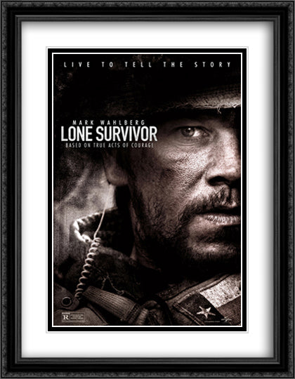 Lone Survivor 28x36 Black Ornate Wood Framed Movie Poster with Double Matting