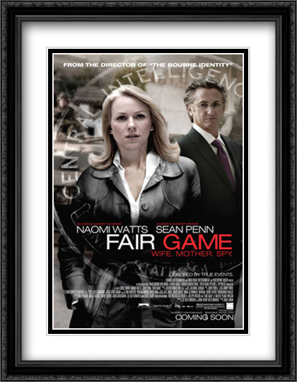 Fair Game 28x36 Black Ornate Wood Framed Movie Poster with Double Matting