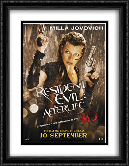 Resident Evil Afterlife 28x36 Black Ornate Wood Framed Movie Poster with Double Matting