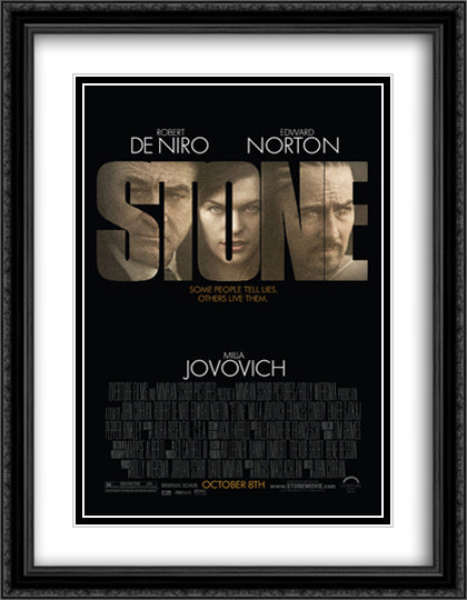 Stone 28x36 Black Ornate Wood Framed Movie Poster with Double Matting