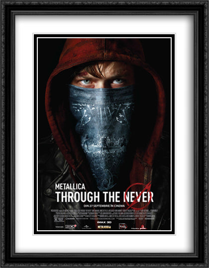 Metallica Through the Never 28x36 Black Ornate Wood Framed Movie Poster with Double Matting