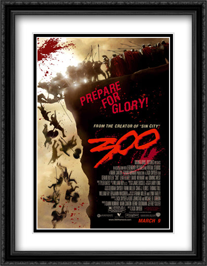 300 28x36 Black Ornate Wood Framed Movie Poster with Double Matting