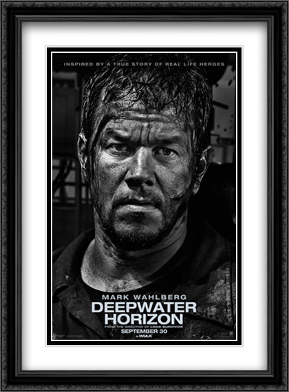 Deepwater Horizon 28x38 Black Ornate Wood Framed Movie Poster with Double Matting