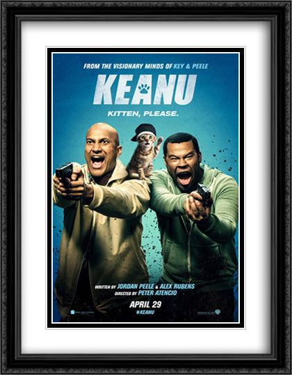 Keanu 28x36 Black Ornate Wood Framed Movie Poster with Double Matting