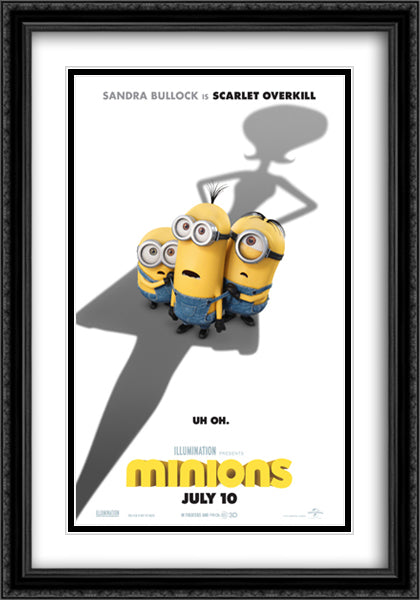 Minions 28x40 Black Ornate Wood Framed Movie Poster with Double Matting