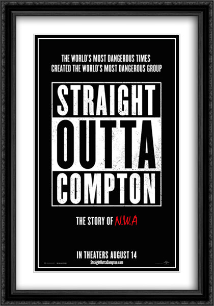 Straight Outta Compton 28x40 Black Ornate Wood Framed Movie Poster with Double Matting