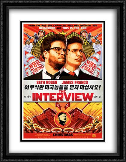 The Interview 28x36 Black Ornate Wood Framed Movie Poster with Double Matting