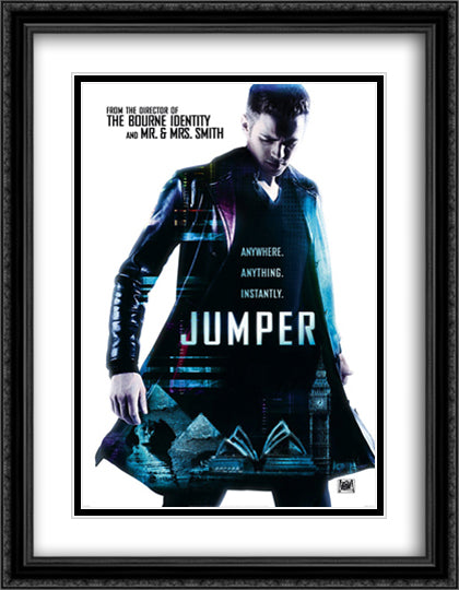 Jumper 28x36 Black Ornate Wood Framed Movie Poster with Double Matting