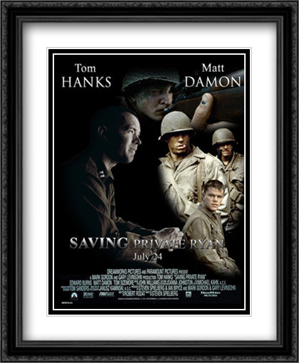 Saving Private Ryan 28x34 Black Ornate Wood Framed Movie Poster with Double Matting