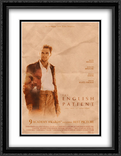 The English Patient 28x36 Black Ornate Wood Framed Movie Poster with Double Matting