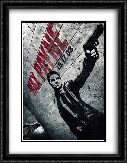 Max Payne 28x36 Black Ornate Wood Framed Movie Poster with Double Matting