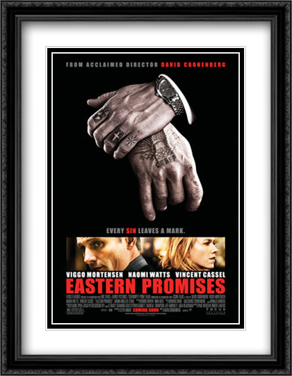 Eastern Promises 28x36 Black Ornate Wood Framed Movie Poster with Double Matting