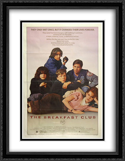 The Breakfast Club 28x36 Black Ornate Wood Framed Movie Poster with Double Matting