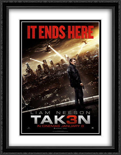 Taken 3 28x36 Black Ornate Wood Framed Movie Poster with Double Matting