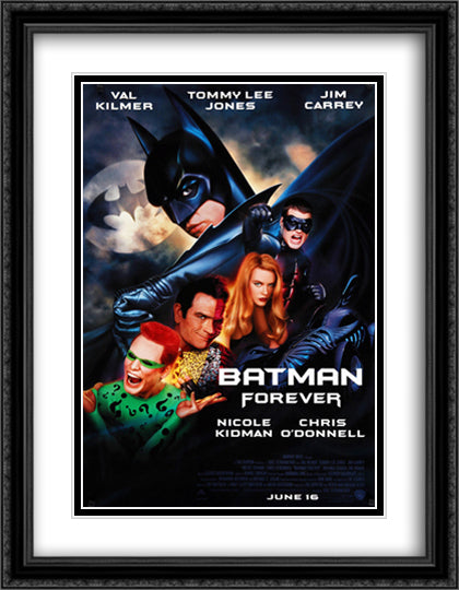 Batman Forever 28x36 Black Ornate Wood Framed Movie Poster with Double Matting
