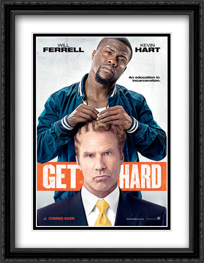Get Hard 28x36 Black Ornate Wood Framed Movie Poster with Double Matting