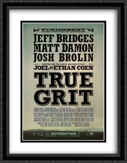 True Grit 28x36 Black Ornate Wood Framed Movie Poster with Double Matting