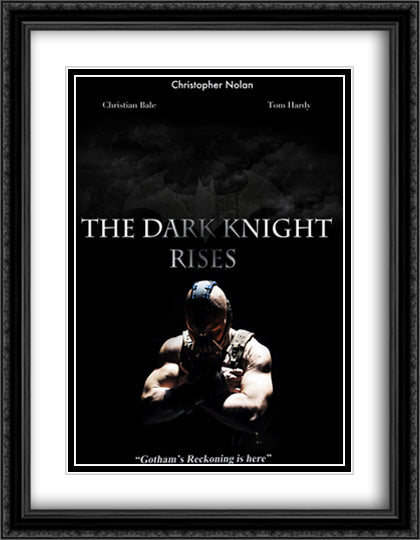 The Dark Knight Rises 28x36 Black Ornate Wood Framed Movie Poster with Double Matting