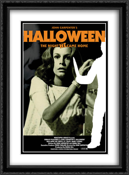 Halloween 28x38 Black Ornate Wood Framed Movie Poster with Double Matting
