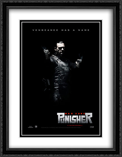 Punisher War Zone 28x36 Black Ornate Wood Framed Movie Poster with Double Matting