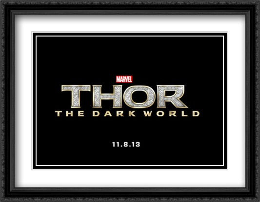 Thor The Dark World 36x28 Black Ornate Wood Framed Movie Poster with Double Matting
