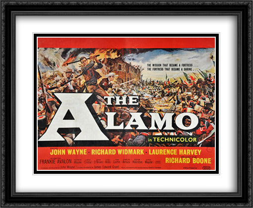 The Alamo 34x28 Black Ornate Wood Framed Movie Poster with Double Matting