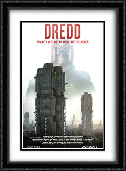 Dredd 28x38 Black Ornate Wood Framed Movie Poster with Double Matting