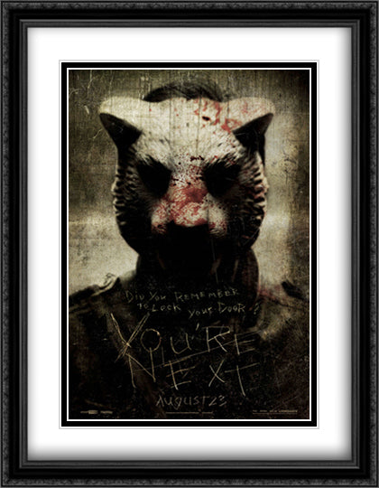 You're Next 28x36 Black Ornate Wood Framed Movie Poster with Double Matting