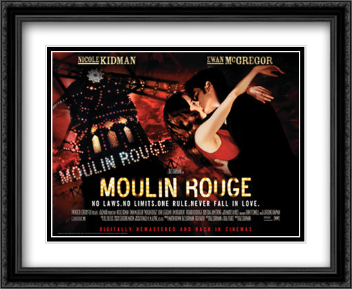 Moulin Rouge 34x28 Black Ornate Wood Framed Movie Poster with Double Matting