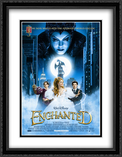Enchanted 28x36 Black Ornate Wood Framed Movie Poster with Double Matting