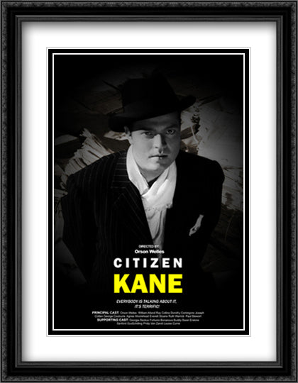Citizen Kane 28x36 Black Ornate Wood Framed Movie Poster with Double Matting