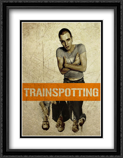 Trainspotting 28x36 Black Ornate Wood Framed Movie Poster with Double Matting