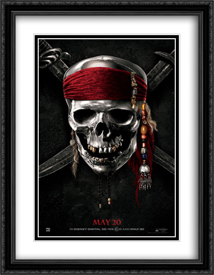 Pirates of the Caribbean 28x36 Black Ornate Wood Framed Movie Poster with Double Matting