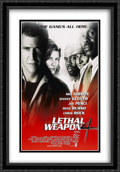 Lethal Weapon 4 28x40 Black Ornate Wood Framed Movie Poster with Double Matting