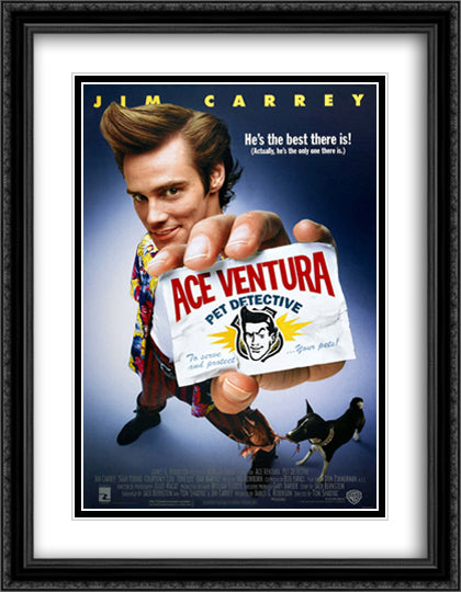 Ace Ventura Pet Detective 28x36 Black Ornate Wood Framed Movie Poster with Double Matting
