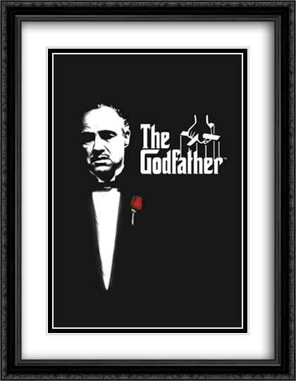 The Godfather 28x36 Black Ornate Wood Framed Movie Poster with Double Matting