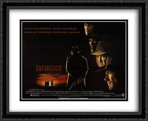 Unforgiven 34x28 Black Ornate Wood Framed Movie Poster with Double Matting