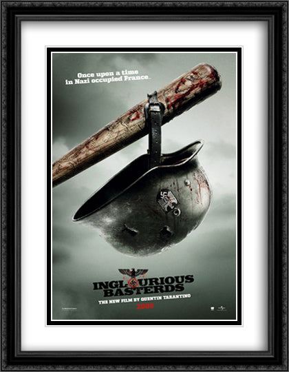 Inglourious Basterds 28x36 Black Ornate Wood Framed Movie Poster with Double Matting