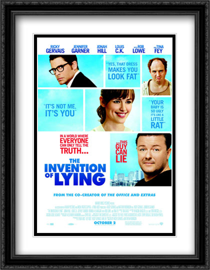 The Invention of Lying 28x36 Black Ornate Wood Framed Movie Poster with Double Matting