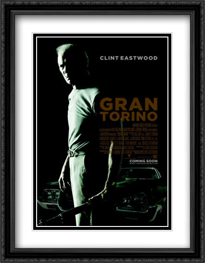 Gran Torino 28x36 Black Ornate Wood Framed Movie Poster with Double Matting