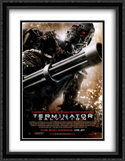 Terminator Salvation 28x36 Black Ornate Wood Framed Movie Poster with Double Matting