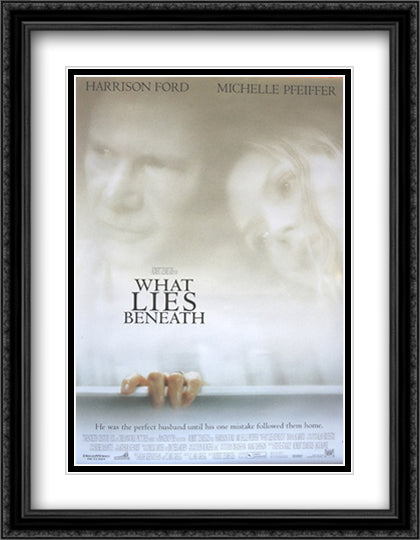 What Lies Beneath 28x36 Black Ornate Wood Framed Movie Poster with Double Matting