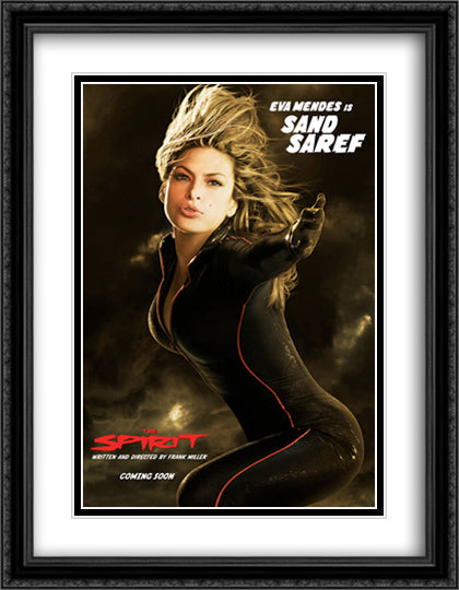 The Spirit 28x36 Black Ornate Wood Framed Movie Poster with Double Matting