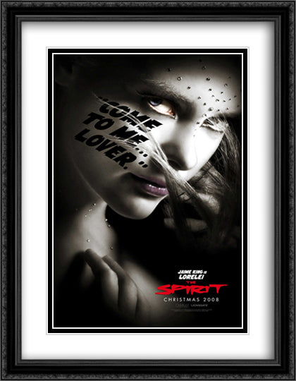 The Spirit 28x36 Black Ornate Wood Framed Movie Poster with Double Matting