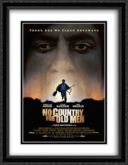 No Country for Old Men 28x36 Black Ornate Wood Framed Movie Poster with Double Matting