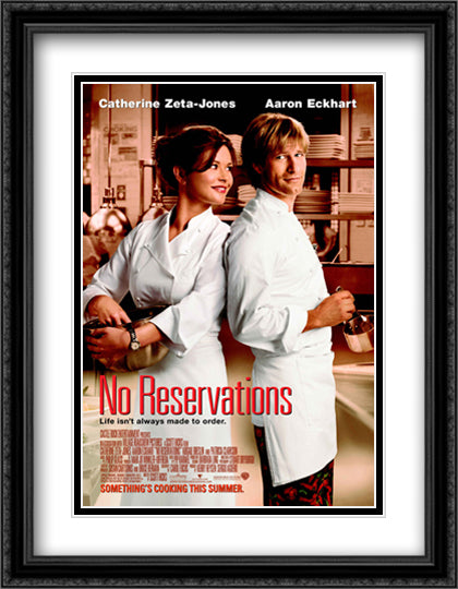 No Reservations 28x36 Black Ornate Wood Framed Movie Poster with Double Matting