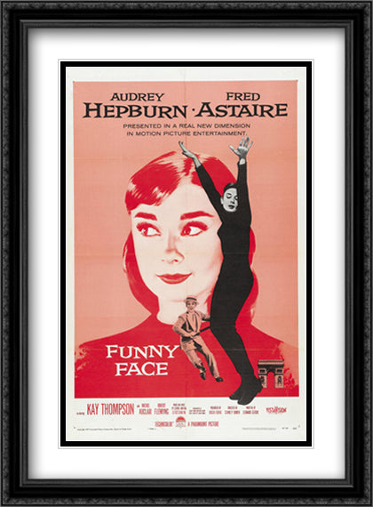 Funny Face 28x38 Black Ornate Wood Framed Movie Poster with Double Matting