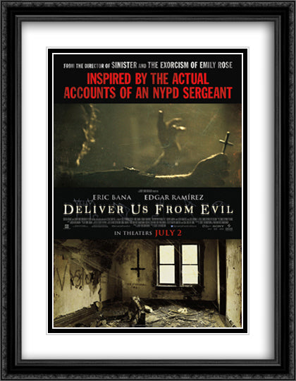 Deliver Us From Evil 28x36 Black Ornate Wood Framed Movie Poster with Double Matting